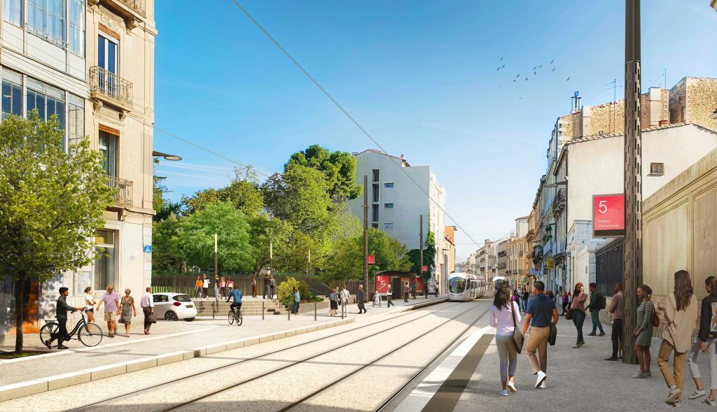 projection des futurs aménagements de l'avenue Georges Clemenceau