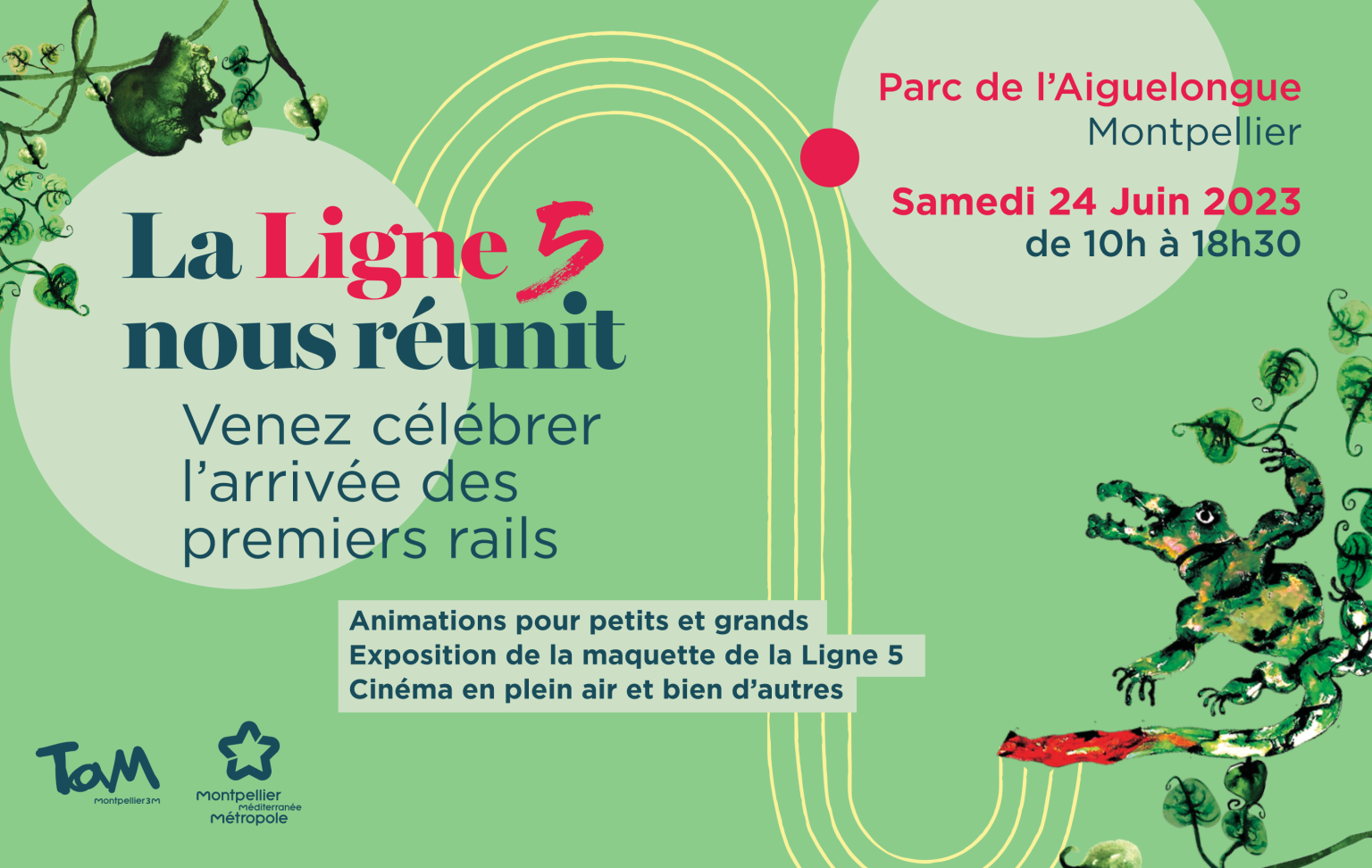 Samedi 24 juin 2023, la Ligne 5 nous réunit autour de l'arrivée des premiers rails ! tram5