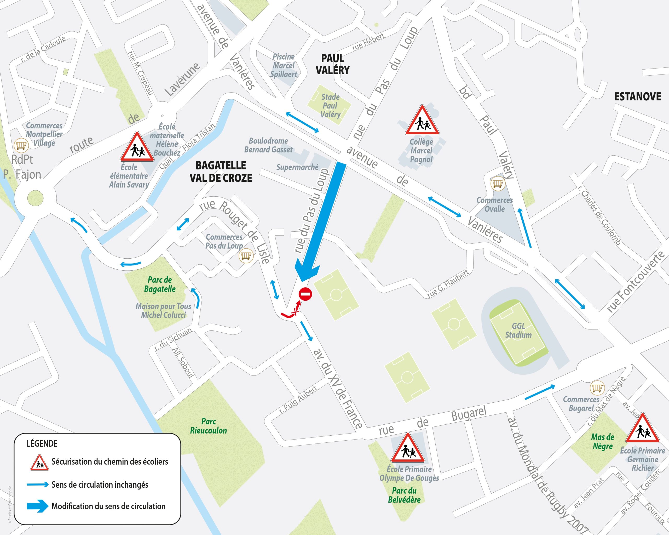 Secteur Bagatelle – Val de Croze | Mise en sens unique de la rue du Pas du Loup